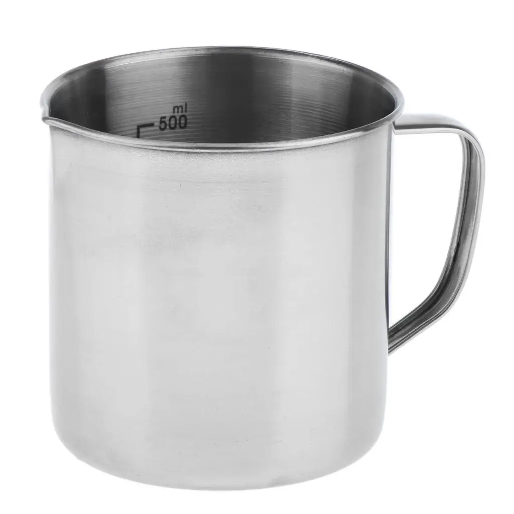 Stainless Steel Measuring Cup Frothing Pitcher with Marking with Handle for Milk Froth Latte Art 17.6/35oz 0.5/1 Liter