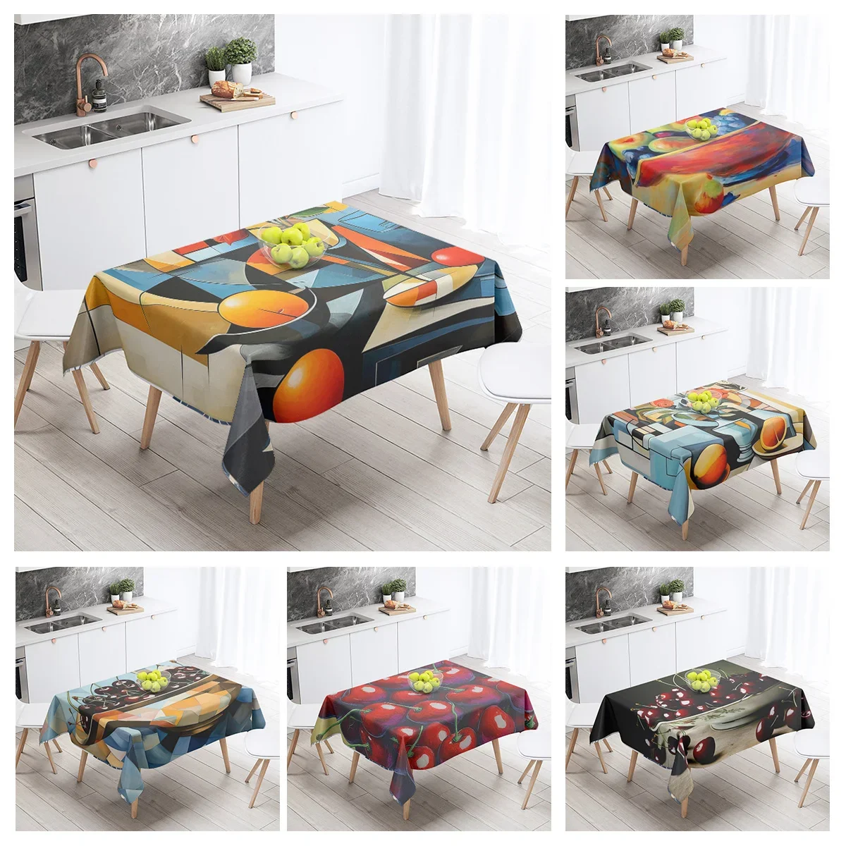 Food Theme Tablecloth Waterproof and Oil-proof Tablecloth Nordic Style Kitchen Tablecloth Modern Home Decoration