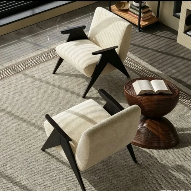 Sofa chair single living room balcony bedroom retro solid wood lazy sofa leisure chair Easy to carry,lightweight and comfortable