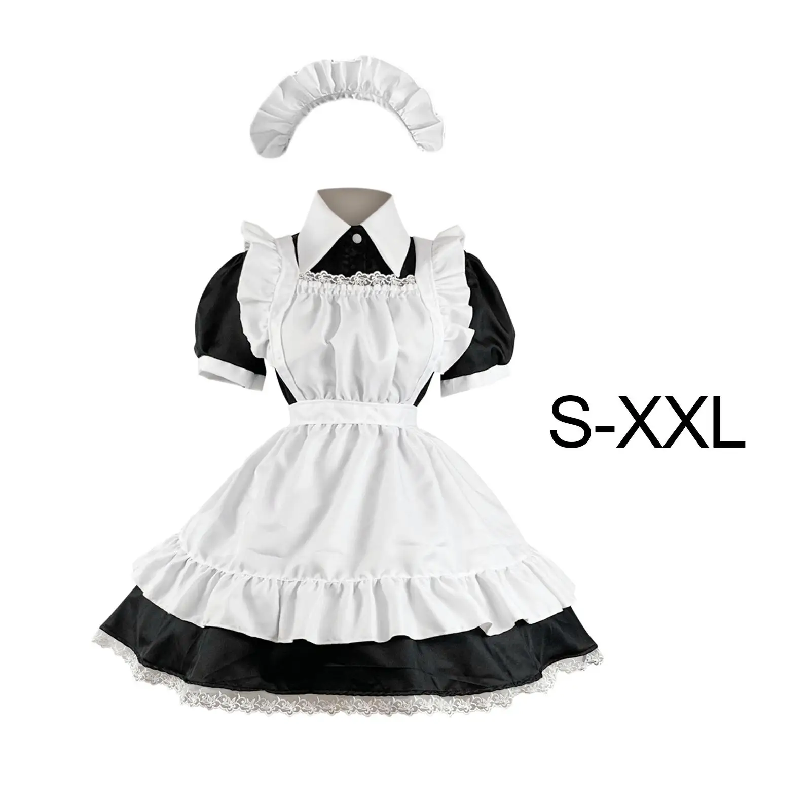 

Womens French Maid Costume Anime Cosplay with Apron Lolita Waitress Girls