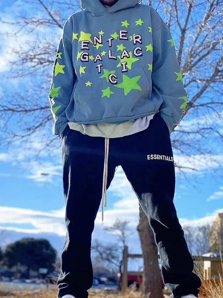 

Super CPFM X Kid Cudi Collaborative Glow-in-the-k Fce Pure Cotton Hoodie Loose Fit Long Sve Casual Sle for Youth