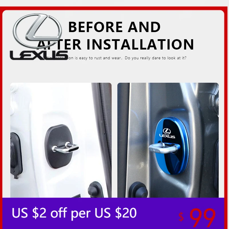 

Накладки на дверные замки для Lexus F SPORT ES RX NX LS UX IS CT GS RC HS SC TX LBX LM LX, 4 шт., из нержавеющей стали, защитные