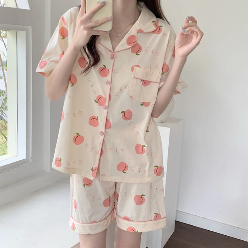 

Summer Women's Pajamas Short-sleeved Pastoral Style Sweet Lotus Leaf Thin Summer Home Clothes Suit