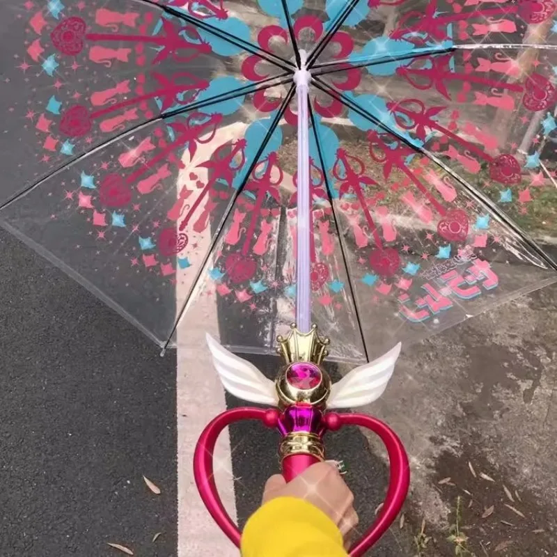 

Clear LED Light Transparent Umbrella Anime Magic Stick Moonlight Umbrella Second Generation Costume Cosplay Show Props Girl Gift