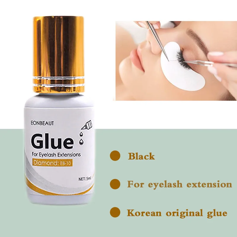 1 Bottle EONBEAUT Eyelash Extension Glue EB-10 Diamond 1-2s Fast Drying Golden Cap Makeup Tools Black Adhesive Strong