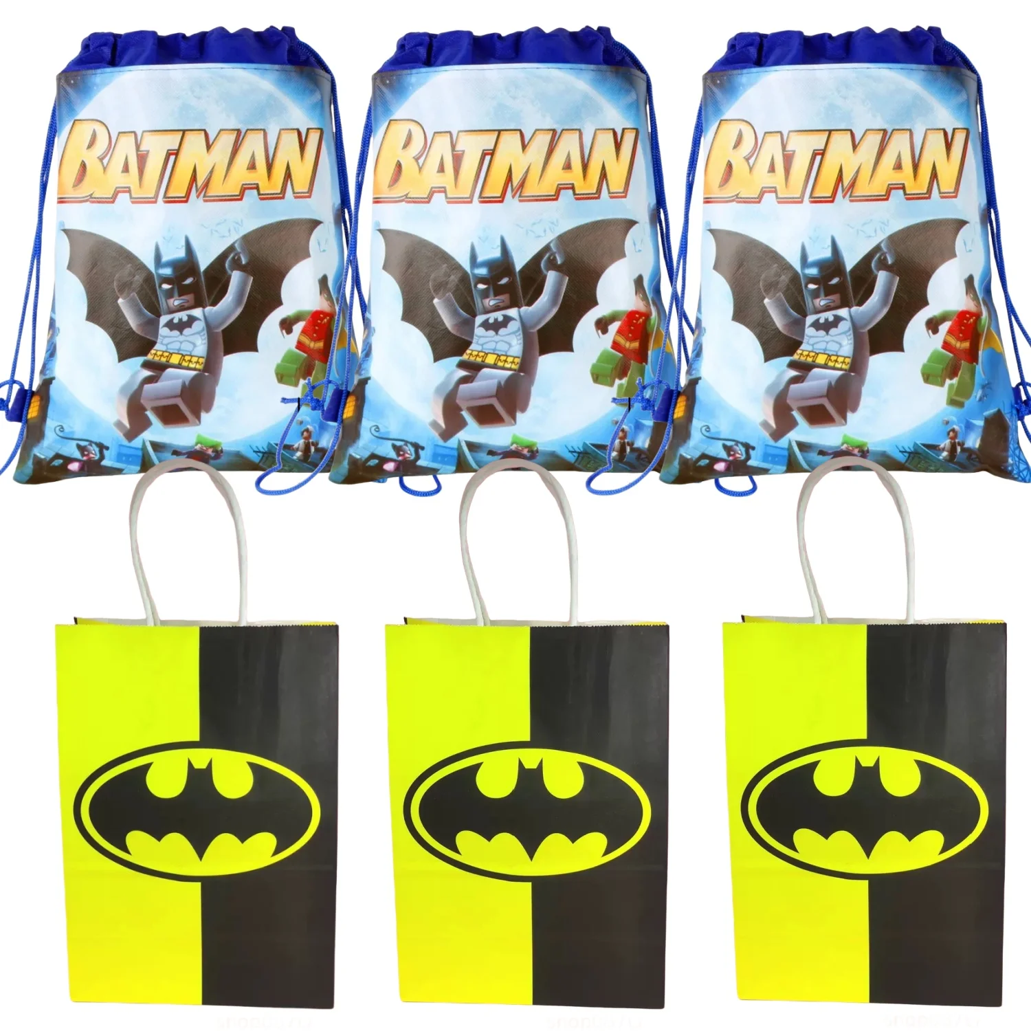 Bat Man Gift Bags Birthday Decor Bat Man borsa con coulisse borsa con manico sacchetto di caramelle di carta Baby Shower Kid Boy Party Supplies regalo di favore