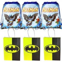 Bat Man Gift Bags Birthday Decor Bat Man Drawstring Bag Handle Bag Paper Candy Bag Baby Shower Kid Boy Party Supplies Favor Gift