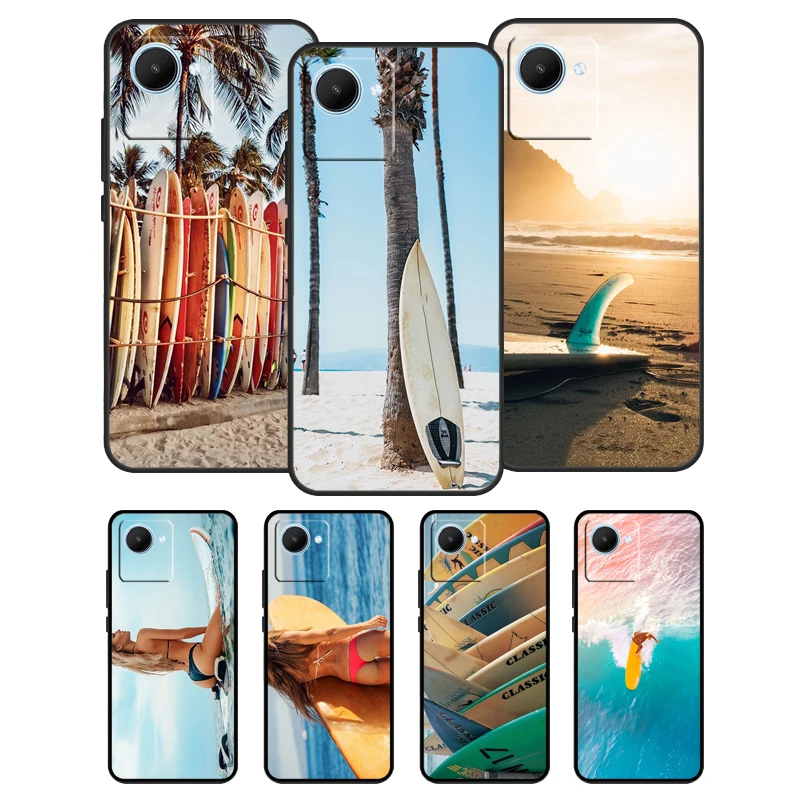 Summer beach surfboard surfing Case For Realme GT Neo 2 GT Master 8i 8 Pro C21For Realme C21Y C25Y C15 C21 C31 C35 Cover