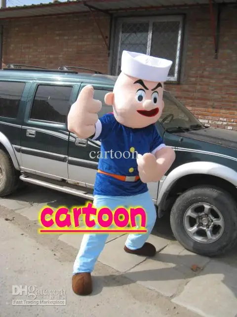 Nieuwe Nieuwe Popeye Jongen Mascotte Kostuum Halloween Kerst Jurk Full Body Props Outfit Mascotte Kostuum