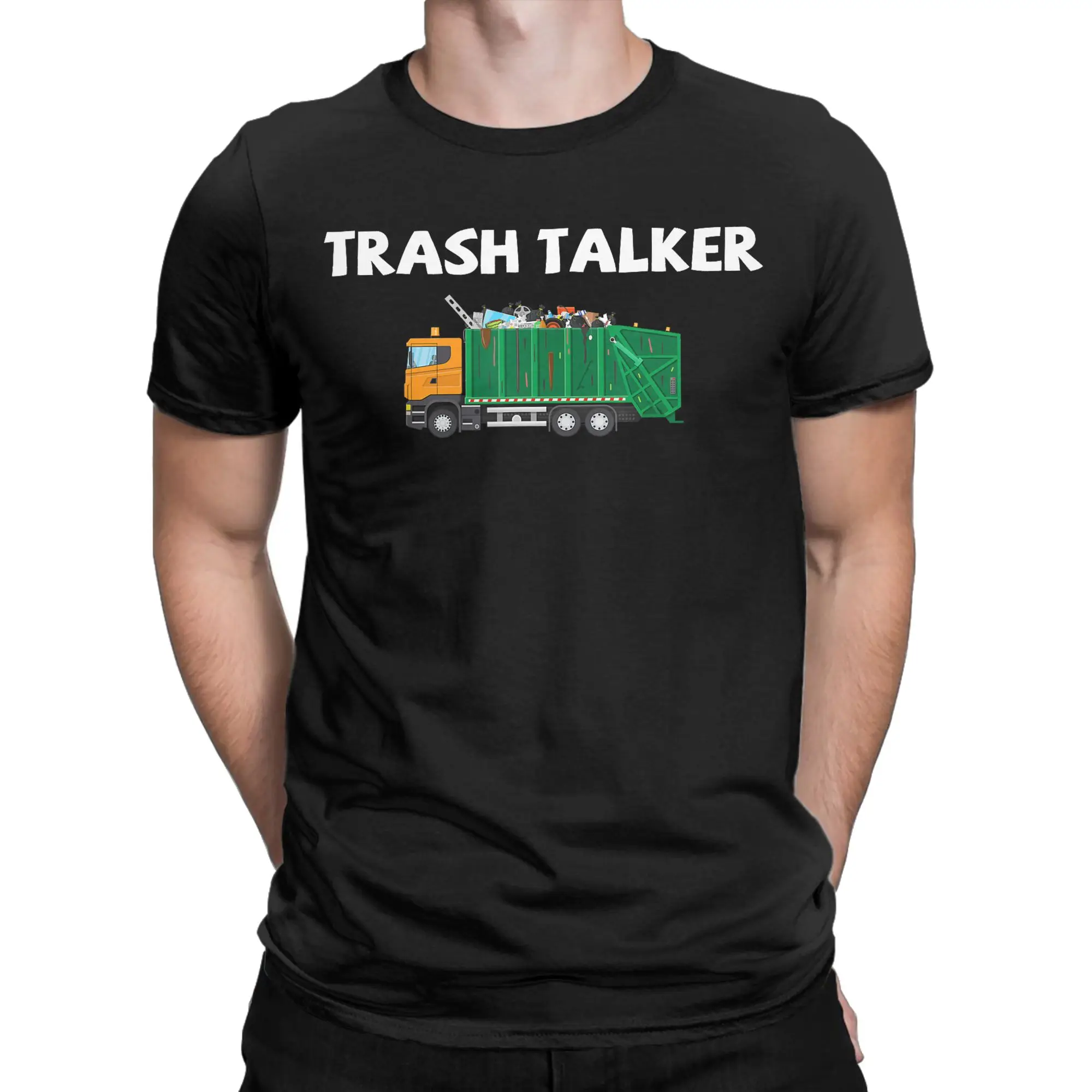 Garbage Truck Trash Talker Funny Recycling Vehicle Art T Shirt Summer  T Shirts For Men Loose Tshirt Short Sleeves  Top Tees