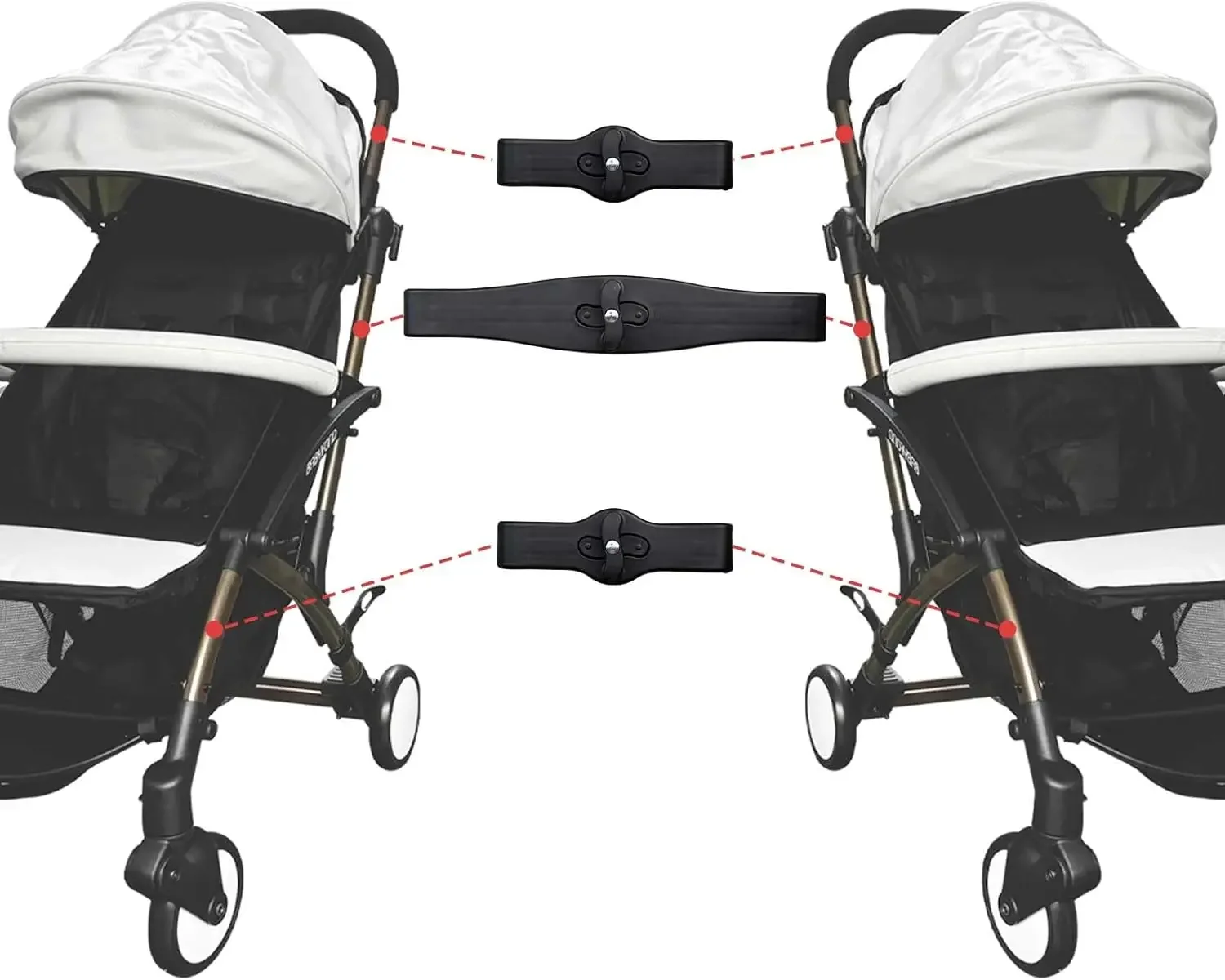 3 Pack Twin Pushchair Connectors Detachable  Adjustable Lightweight Adapter Fasteners Universal Stroller Twin Hook Quick Release