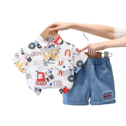 Summer Children Fashion Boys Clothes Cartoon Excavator Cotton T Shirts Shorts 2Pcs/Sets Toddler Casual Costume Kids Tracksuits