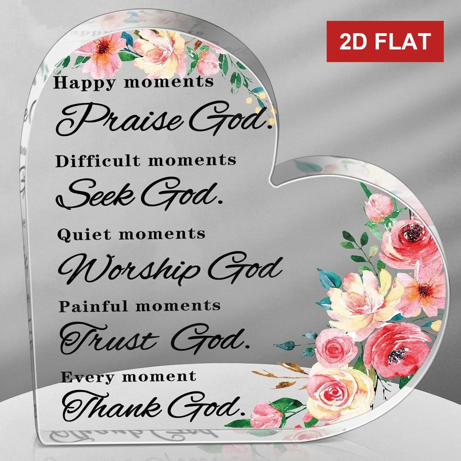 CIFBUY Acrylic Plaque 2D Flat Colorful Floral Bible Verse Desktop Decor Inspirational Religious Prayer Ornament Gift For Women
