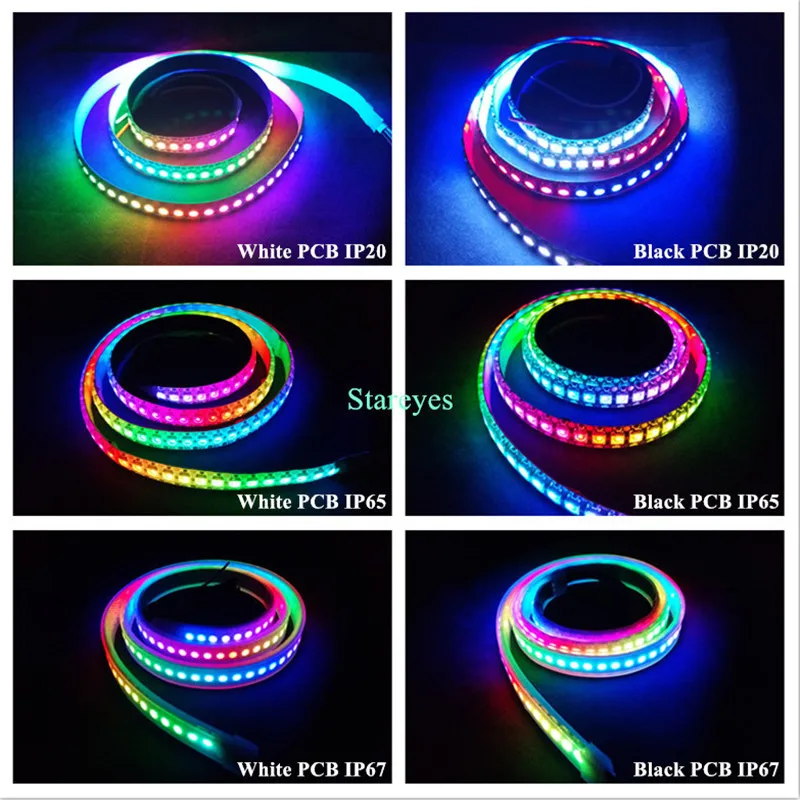 1 sztuka magiczny kolor SMD 5050 1m WS2812B DC5V 144 led/m listwy RGB LED indywidualnie adresowalny cyfrowy IC taśma LED sznur oświetleniowy