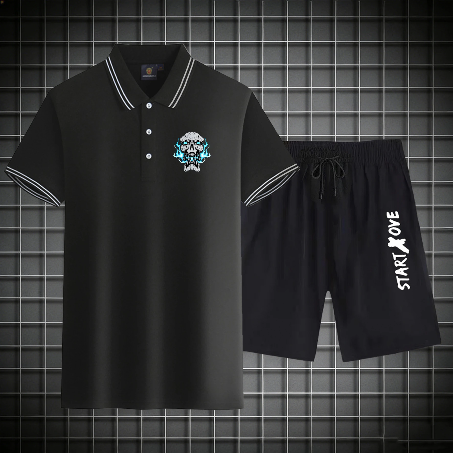 

men's Polos sets 2026 Summer Graphic men's chandals Polyester sets for men Short sleeve Tracksuit men men's suits Printed