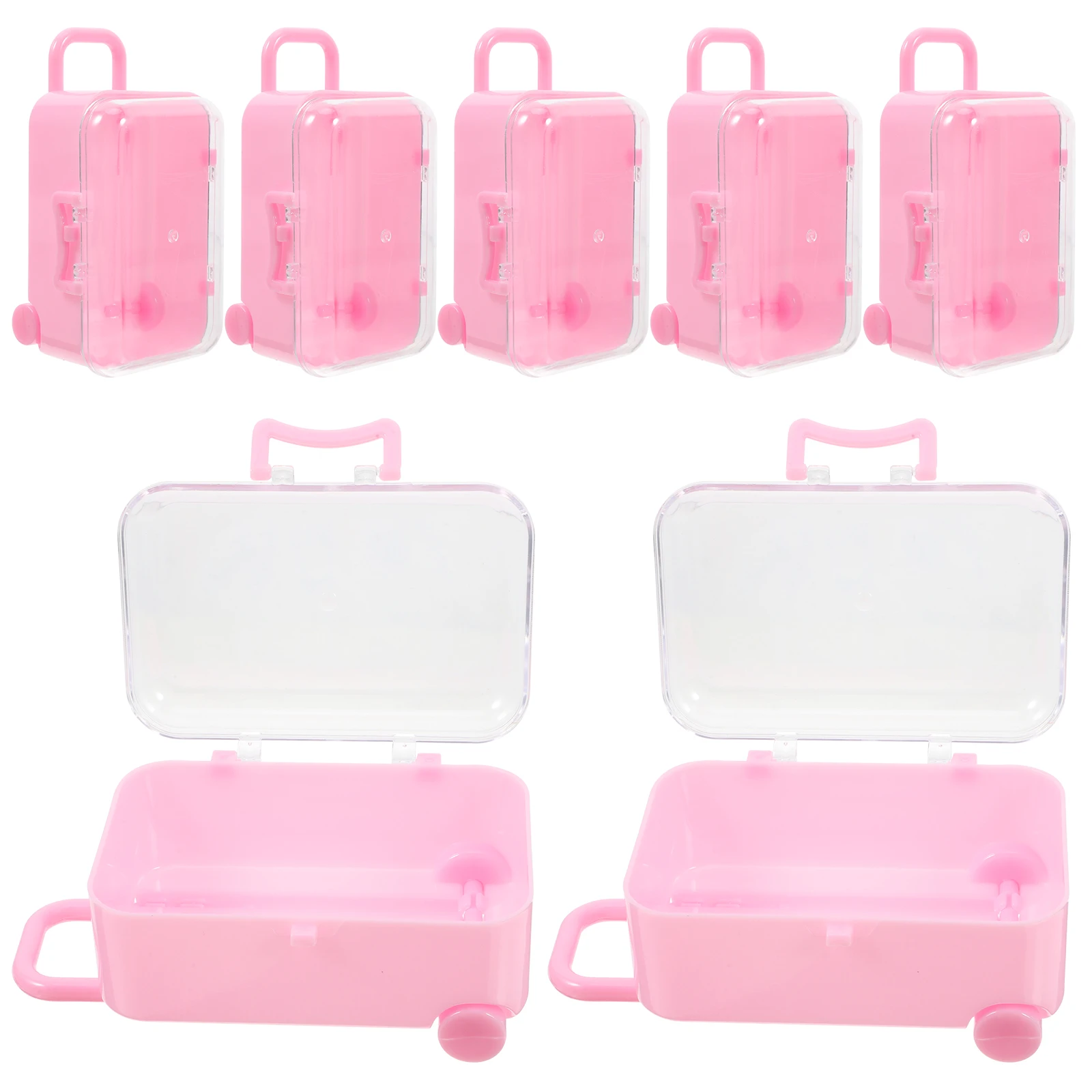 

Candy Box Clear Cookie Boxes Plastic Mini Rolling Suitcase for Treats Decoration Organizer Travel Bridesmaid Favor