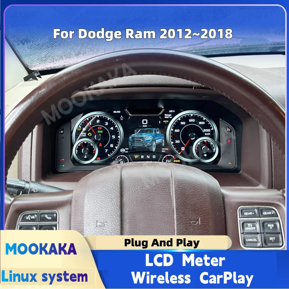 Digital Dashboard For Dodge Ram 2012 2013 2014 2015 2016 2017 2018 CarPlay Cluster LCD Meter Virtual Cockpit Instrument Panel