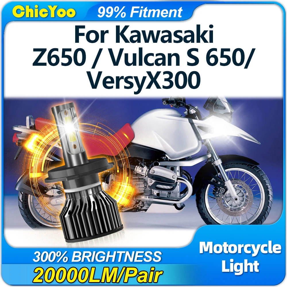 

1PC Motorcycle LED Headlight 20000LM Super Bright High Low Beam Moto Light 6000K For Kawasaki Z650 / Vulcan S 650/ VersyX300