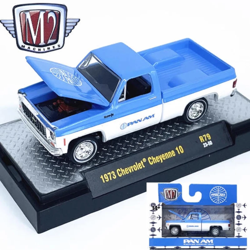 

M2 1:64 1973 Cheyenne 10, имитация модели автомобиля из сплава, статическая коллекция, украшенные праздничные подарки, игрушки