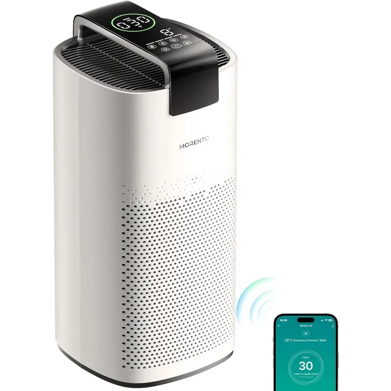 MORENTO-Purificateurs d'air pour la maison et les grandes pièces, capteur de qualité de l'air PM 2050, WiFi intelligent et mode veille, jusqu'à 2.5 Ft²