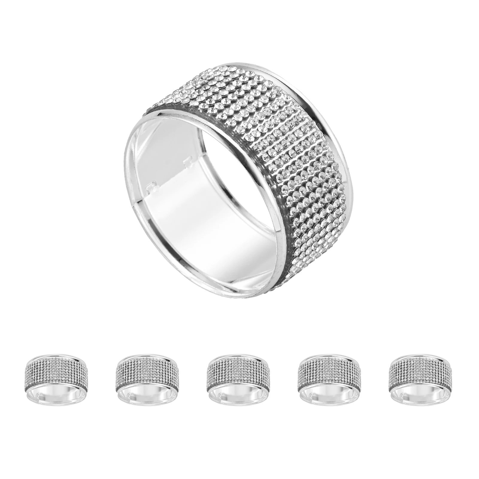 

6Pcs 4.3cm Round Napkin Rings Metal & Rhinestones for Wedding Anniversary Candlelight Dinner Festival Party Table Decoration