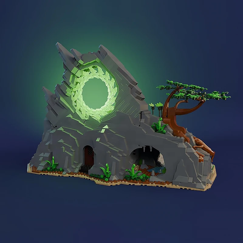 Collectible Magic Tech Scene Moc Brick Building Shadow Crack Tech Module Brick Model Gift Christmas Toy DIY Set Assembly！