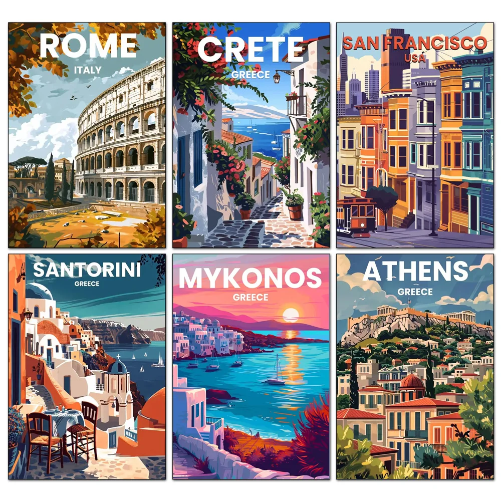 5D DIY  Diamond Embroidery World Landmark Buildings Diamond Painting Scene Theme Cross Stitch Set  Art Decoration Gift