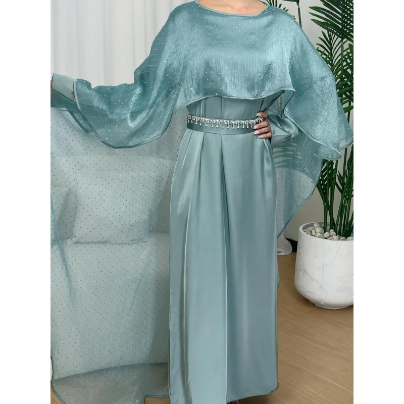 

2025 Women's Muslim Clothing Abaya Simple Cloak Robe Starry Robe Dress W001