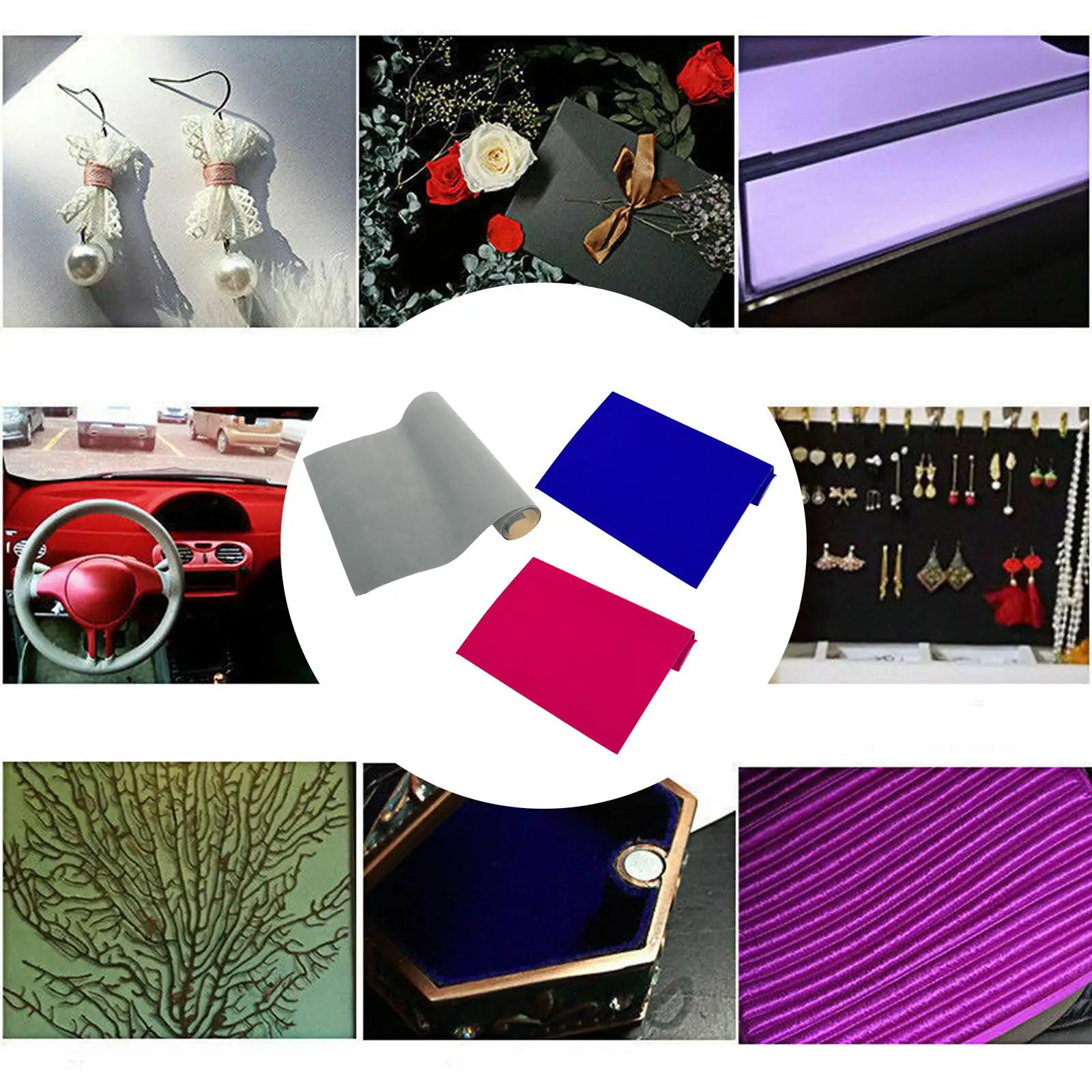 Velvet Flocking Fabric Sticky Peel and Sticky Velvet Flock Contact Paper Roll