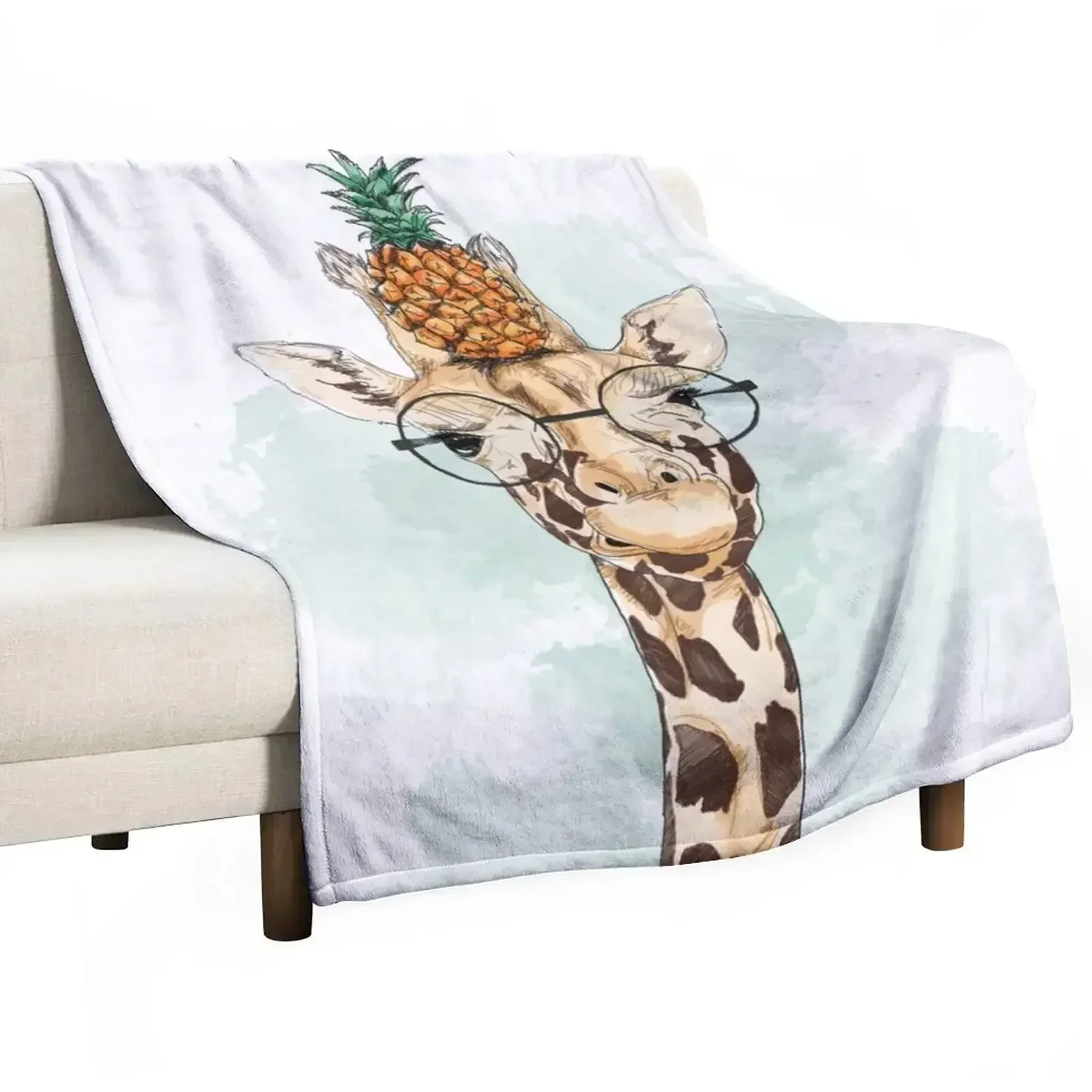 

Pineapple Giraffe Throw Blanket Bed covers Flannel Moving Weighted Blankets