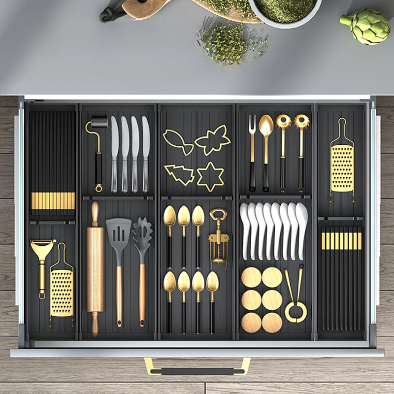 Kitchen Drawer Cutlery Storage Box Home  Cabinet Divider Knife Fork Organization Shelf Adjustable Partition Kitchenware Holders