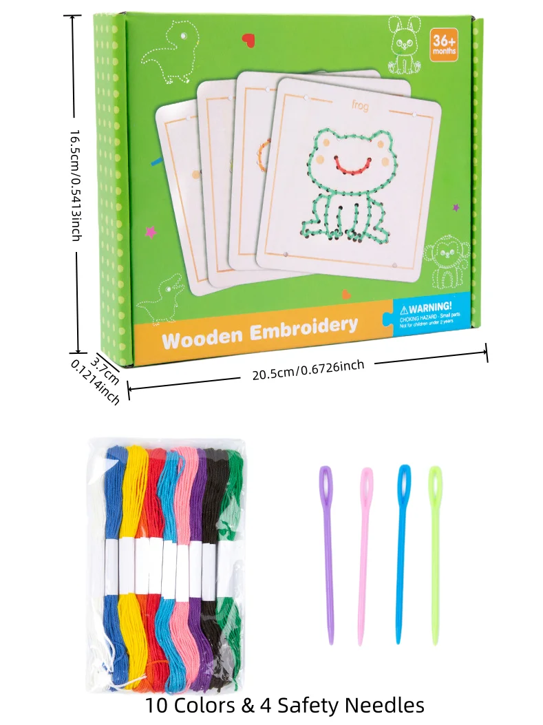 Wooden String Art Board Set for Kids - Dinosaur & Animal Threading Toy, Montessori Fine Motor Skill Learning Activity Board for