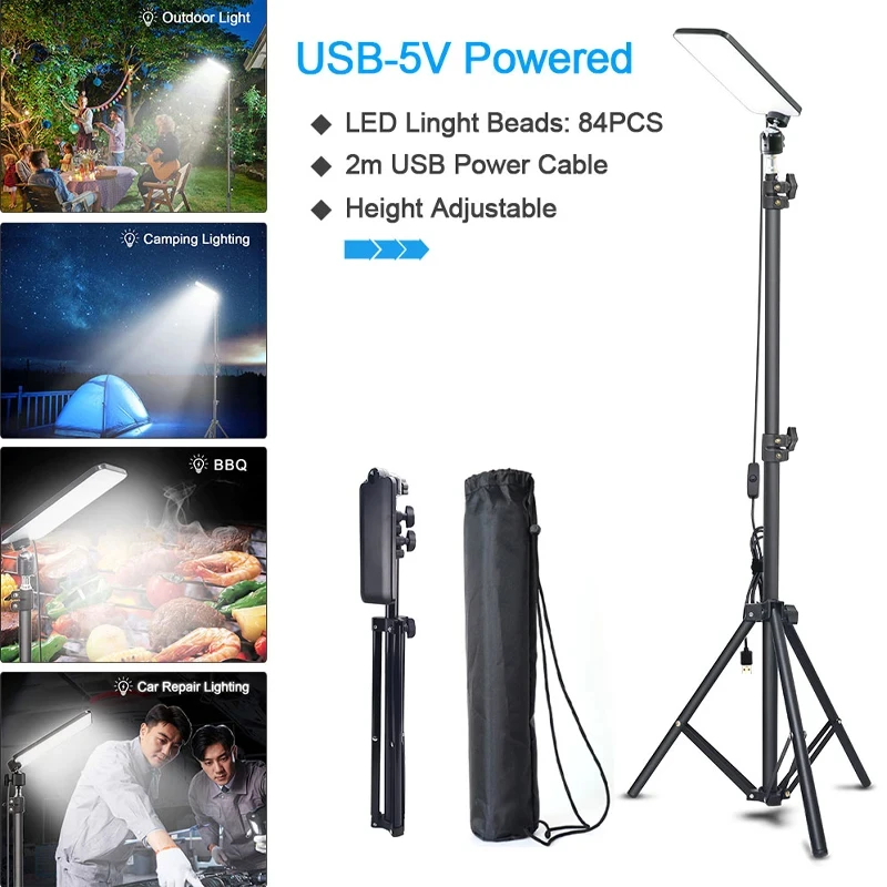 

Portable Outdoors Led Work Light USB Tripod Camping Lamp Spotlight Telescopic Pillar Lamps Collapsible Outdoor Picnic Light