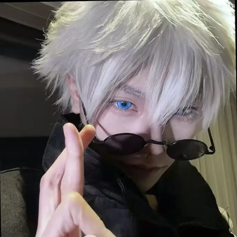 Anime Jujutsu Kaisen Gojo Satoru Cosplay gafas negras Halloween gafas negras accesorios de disfraz fiesta hombres mujeres accesorios