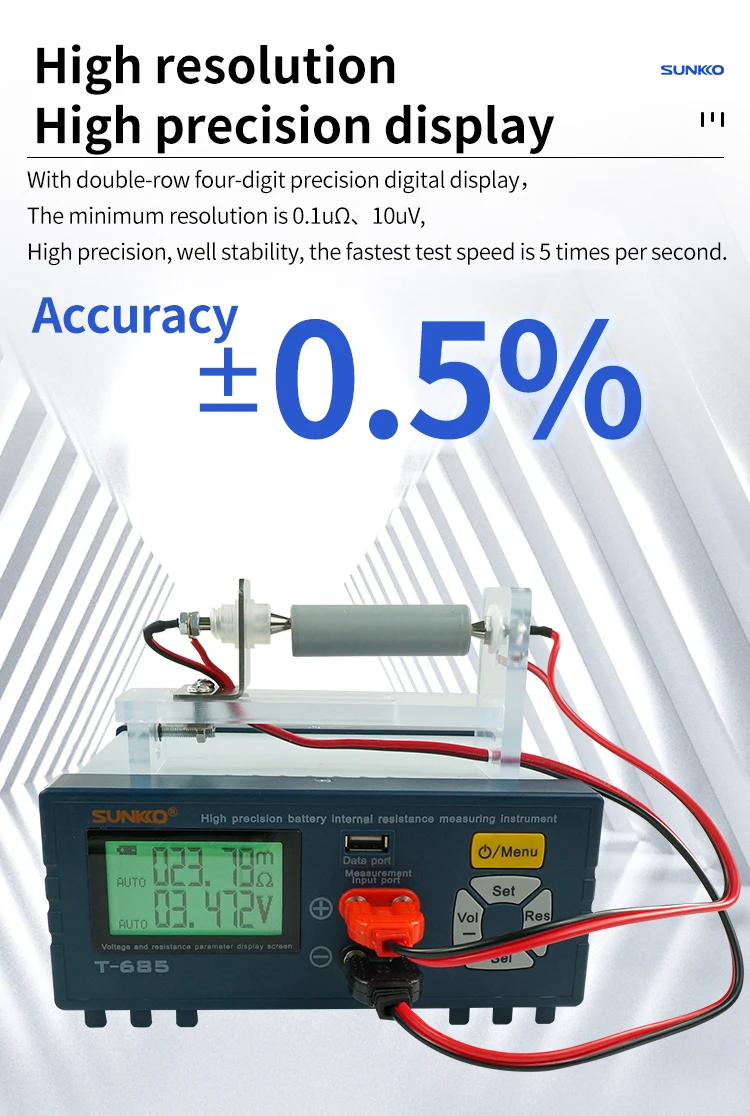 SUNKKO T685 akumulator litowy o wysokiej precyzji wewnętrzny tester rezystancji 18650 automatyczny analizator napięcia