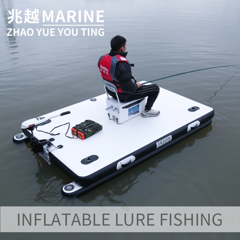 ZHAOYUE Fishing Floating Platform Inflatable Lure Fishing Platform Folding Net Magic Blanket Static White  Water Board Family