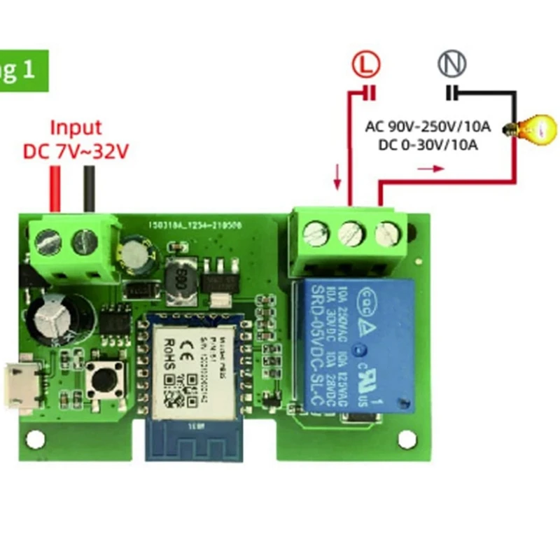 ترقية! 2X 1CH RF الذكية التبديل 7-32 فولت التيار المتناوب تيار مستمر واي فاي تويا التحكم عن بعد 433 مفتاح الإضاءة 10A Rele التتابع الذاتي قفل الانترلوك