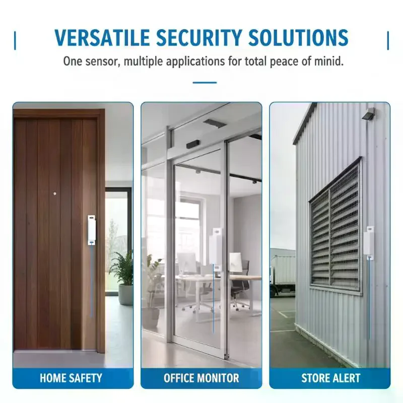 Smart Security Magnetic Door Window Sensor NO NC High Sensitivity Entry Alarm for Residential Commercial Use