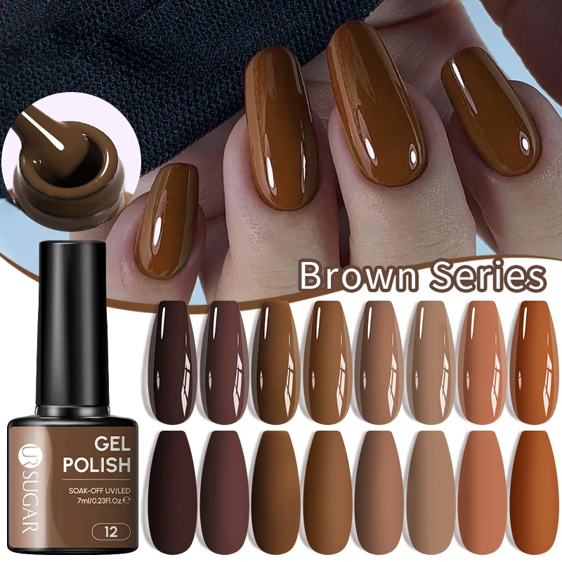 UR SUGAR 7ML Brown Nail Gel Polish Semi Permanent Gellack Nail Art Salon Glitter Soak off UV LED Gel Varnish Manicure NailSupply