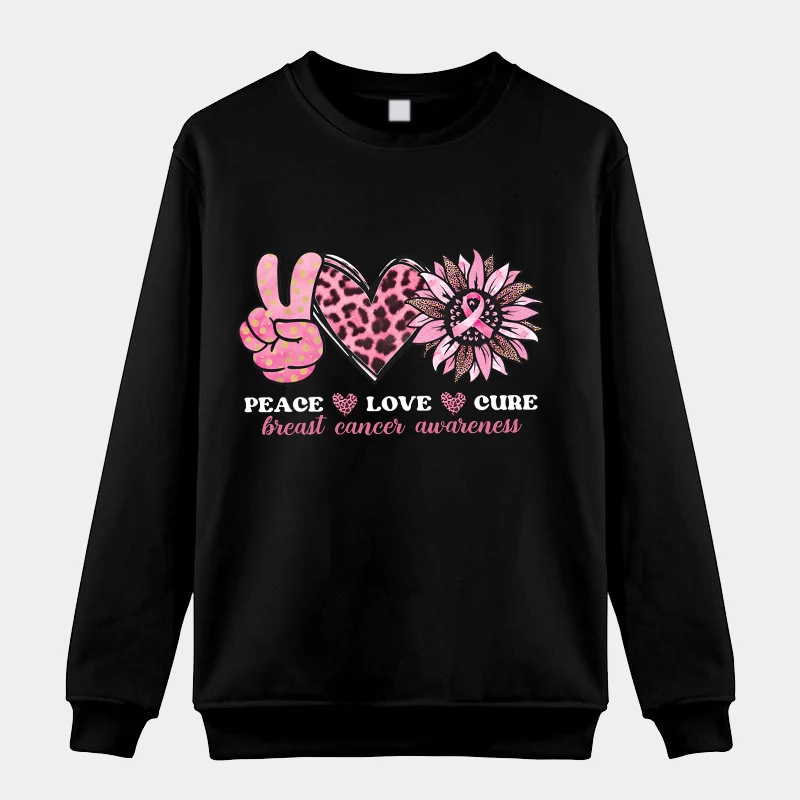 Sweat-shirt décontracté imprimé cancer du sein pour femmes, manches longues, col rond, pull, haut, vêtements pour femmes, nouvelle mode, automne, hiver