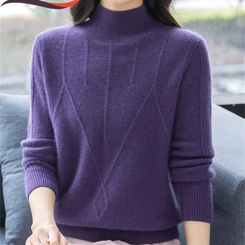 

Женский вязаный свитер с высоким воротником, осень-зима, новый Sle Dongguan Daliang, шерстяной ткацкий магазин спереди, длинный све