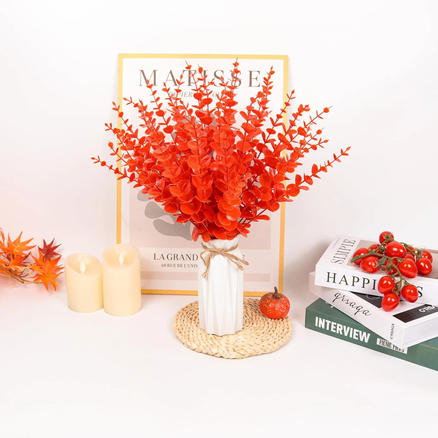 Artificial Plants Multicolor Eucalyptus Leaves Faux Greenery Boughs Wedding Bridal Bouquet Home Vase Table Diy Decoration Props