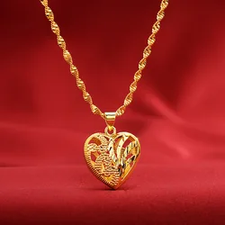 Boutique AU999 gold necklace for women 24K pure gold love clavicle necklace female peach heart-shaped pendant gold jewelry