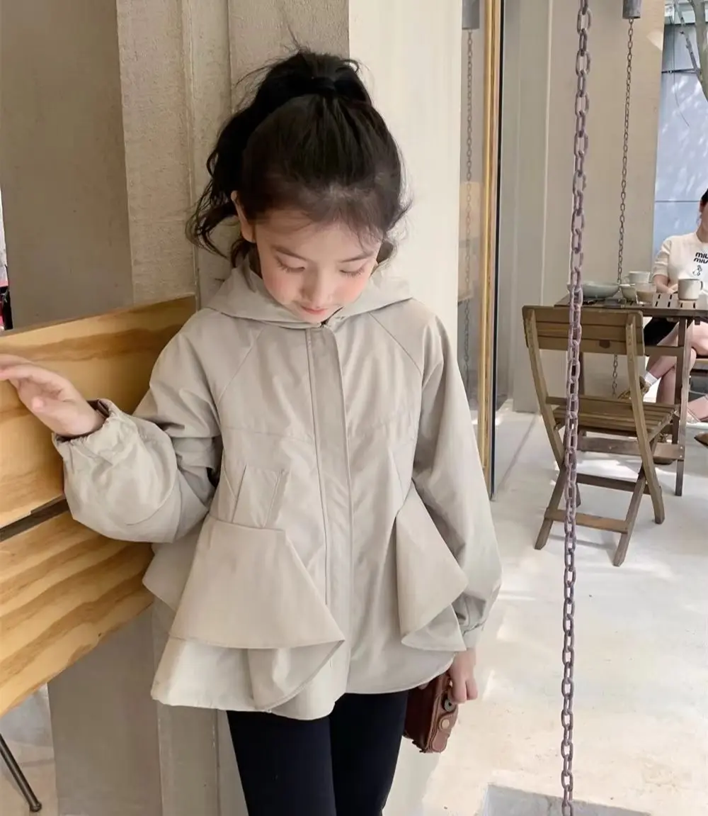 kids girl clothes baby outerwear spring 2025 Fashionable girls' hoodies kids girls clothes baby trench