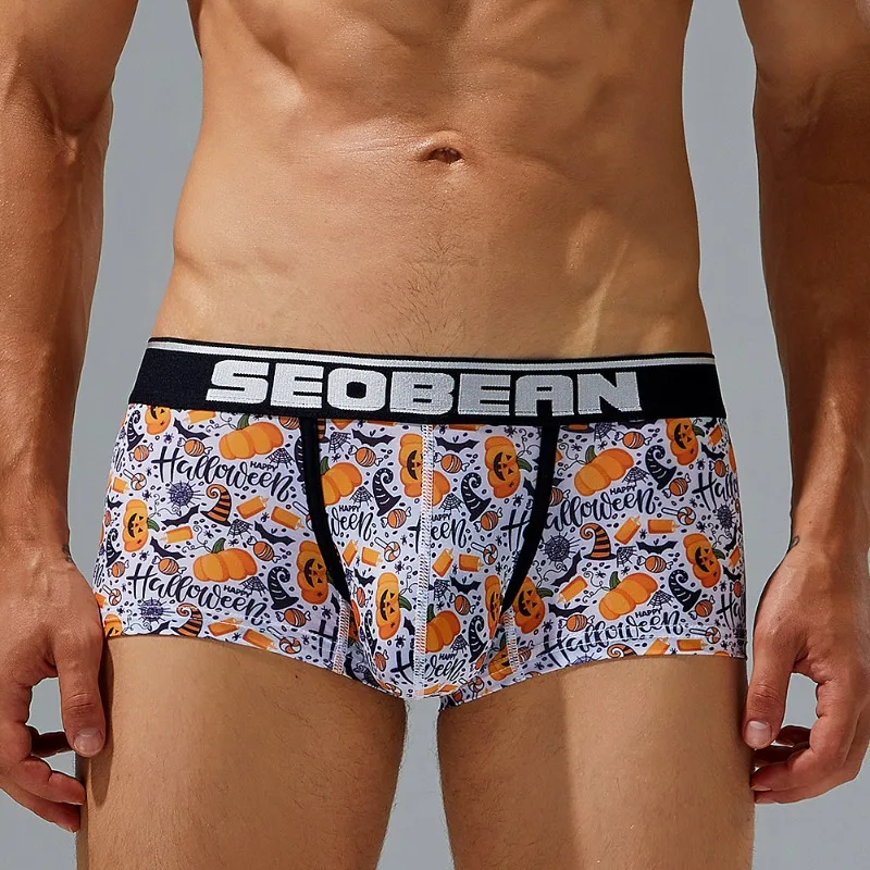 New Men's Boxers Fashion Halloween Printed Pattern Underpants Sexy Underwear For Men Boyfriend's Gift Underpants