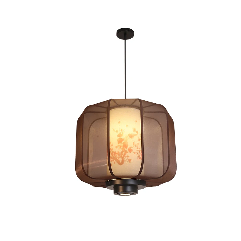 

Chinese lantern chandelier Chinese style dining table bar box Zen tea room retro fabric lighting