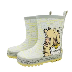 Disney cartoon kids Pooh Rain Boots Student Rain Boots Children's  Fashion  Shoes Non-Slip  shoes