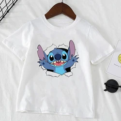 Kawaii Disney Lilo Stitch T Shirt Kids Summer Tops Cartoon Stitch Graphic Print Tees Cute Children Anime T-shirt Clothes