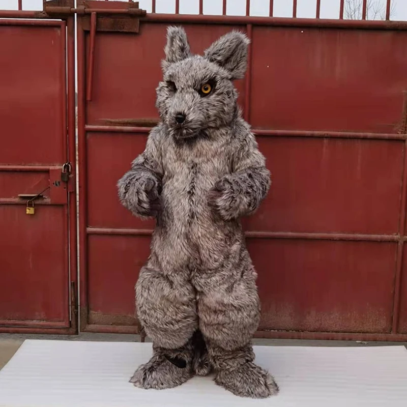 

Canine Animal Fursuit Grey Wolf Husky Dog Mascot Costumes Bent Legs Canine Cosplay Halloween Carnival Party Dress Up Outfit