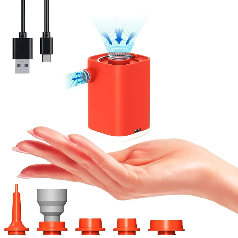 3-in-1 Electric Air Pump Portable Inflator Deflator LED Light Fast Inflation Rechargeable for Camping Mattress Pool Outdoor Use